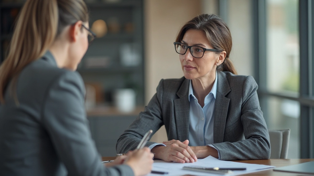 Профессиональное фото успешного консультанта по карьере, помогающего клиенту спланировать развитие